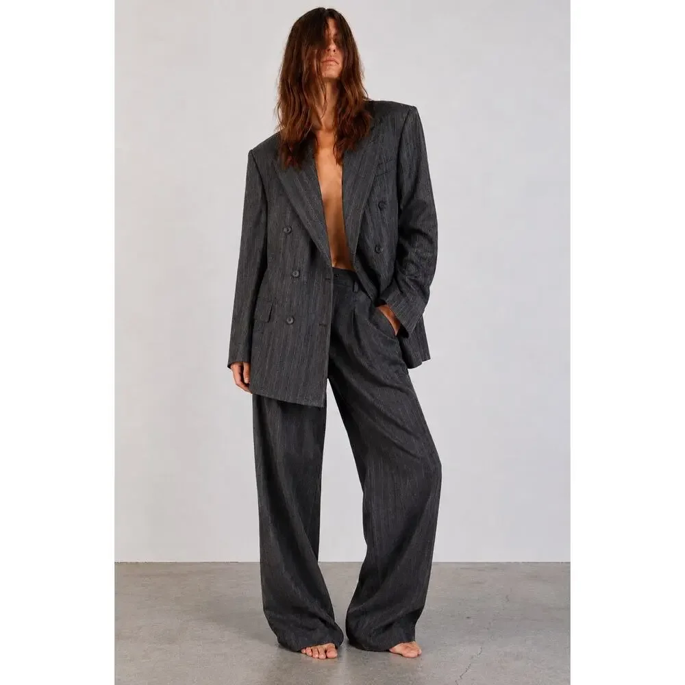 Vintage Christian Dior Oversized Blazer Suit Jacket Wool Designer Charcoal Gray - Picture 1 of 11